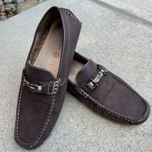 Bruno Marc‎ Snaffle Bit Micro Suede Brown Driving Loafers Santoni-03 Mens 9.5